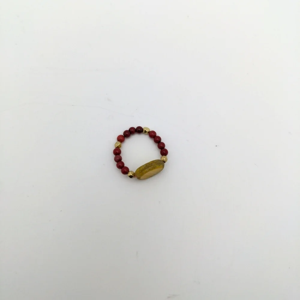 Yellow Medallion Seed Bead Ring